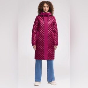 Pajar Canada Peridot Quilted Longline Shacket Coat Plum Hooded Size Small